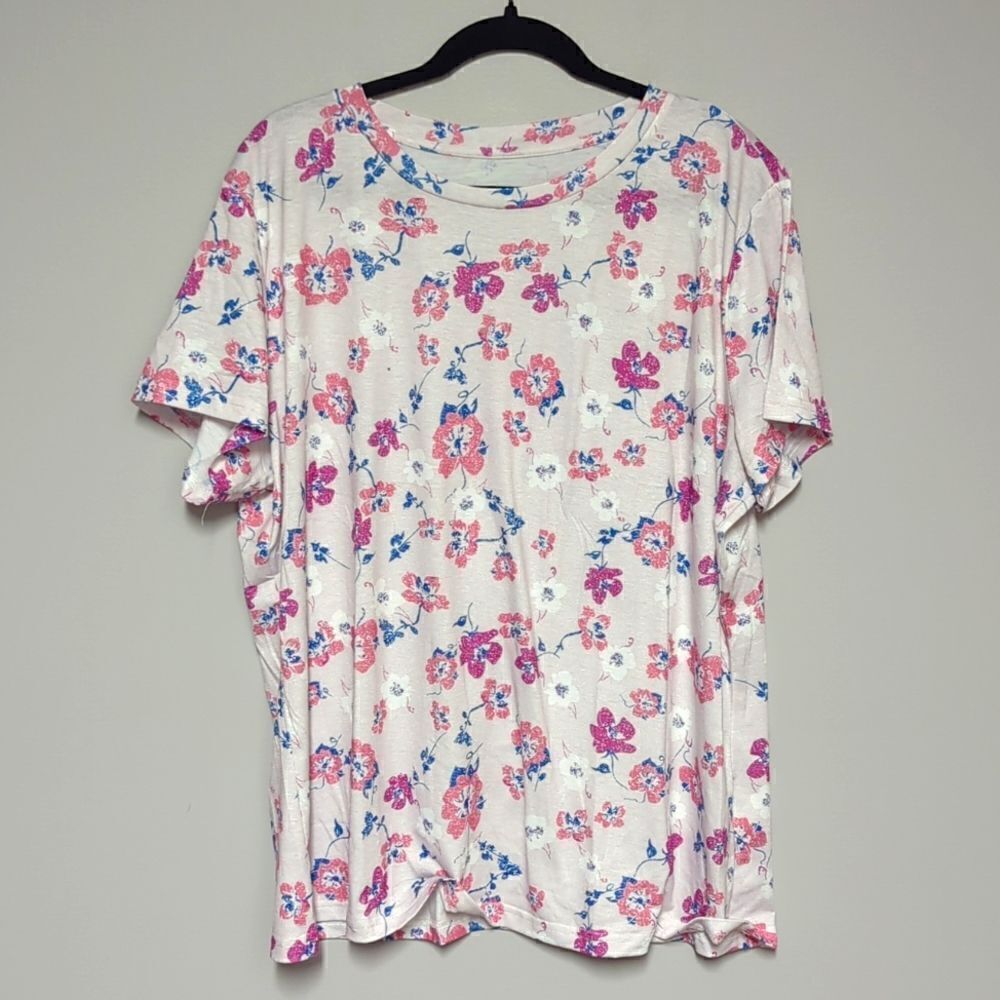 Women's Floral Short Sleeve Blouse - Pink Floral